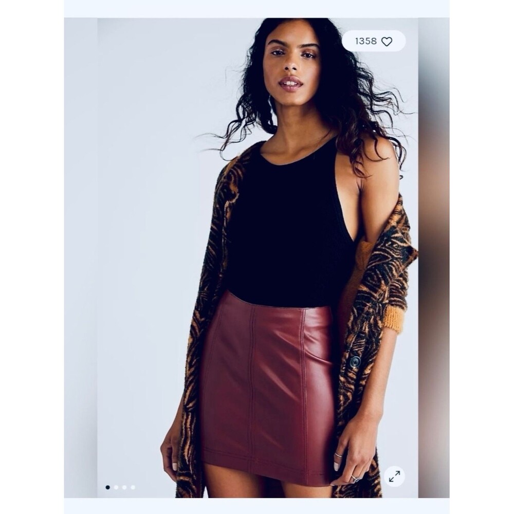 NWT Free People Modern Femme Faux-Leather Mini Skirt Berry/Plum/Purple Size 6